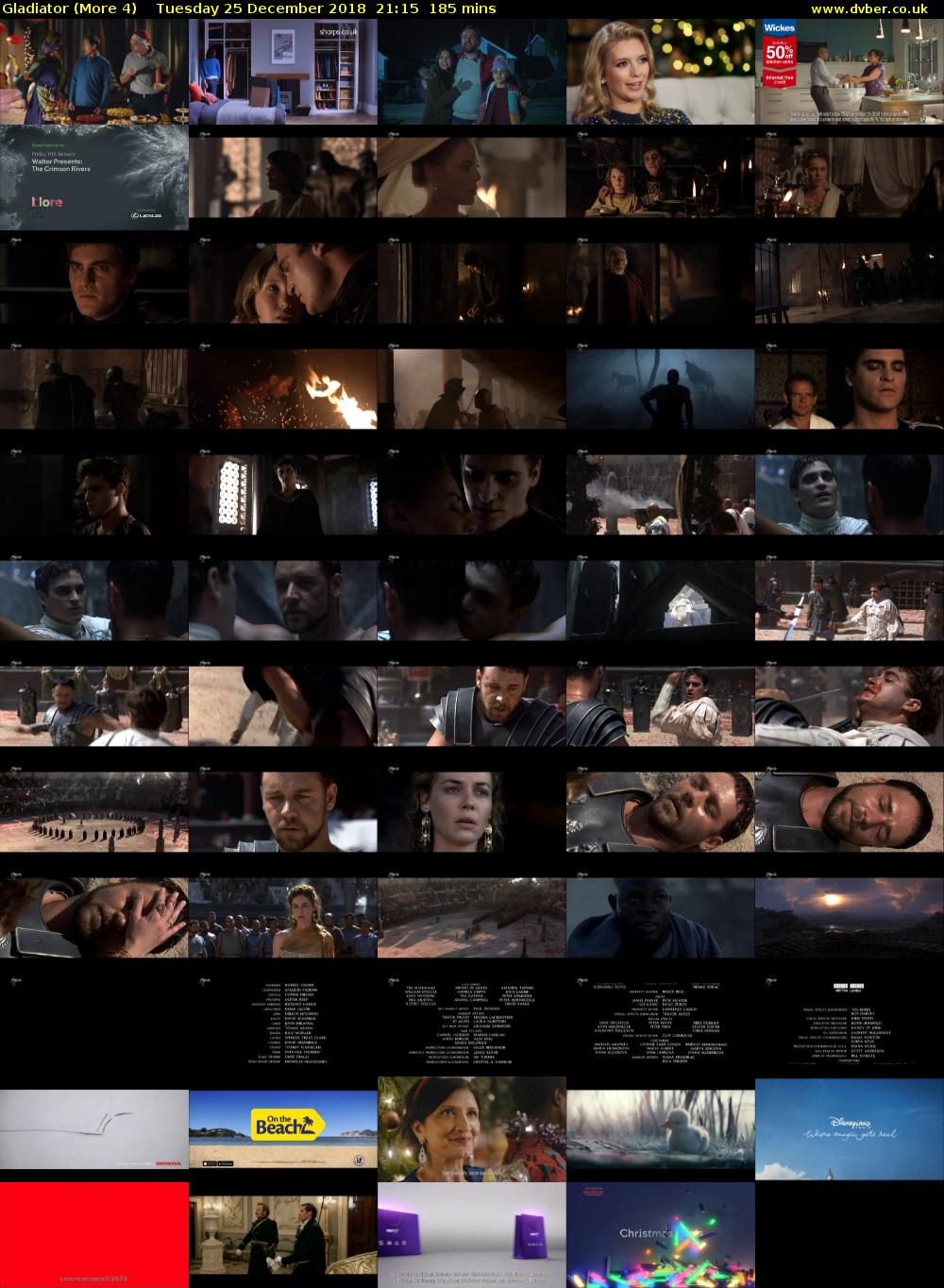 Gladiator (More 4) Tuesday 25 December 2018 21:15 - 00:20