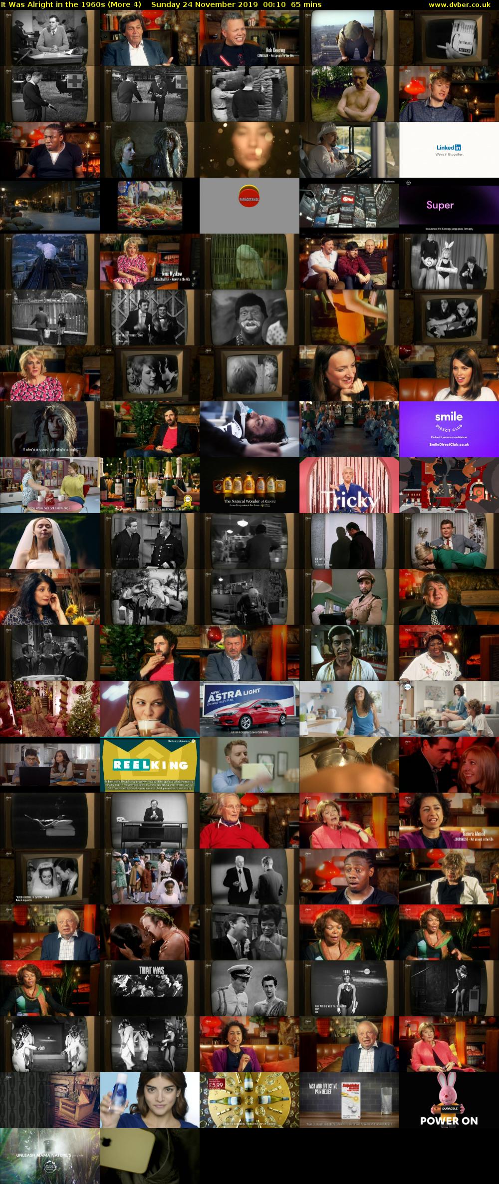 It Was Alright in the 1960s (More 4) Sunday 24 November 2019 00:10 - 01:15