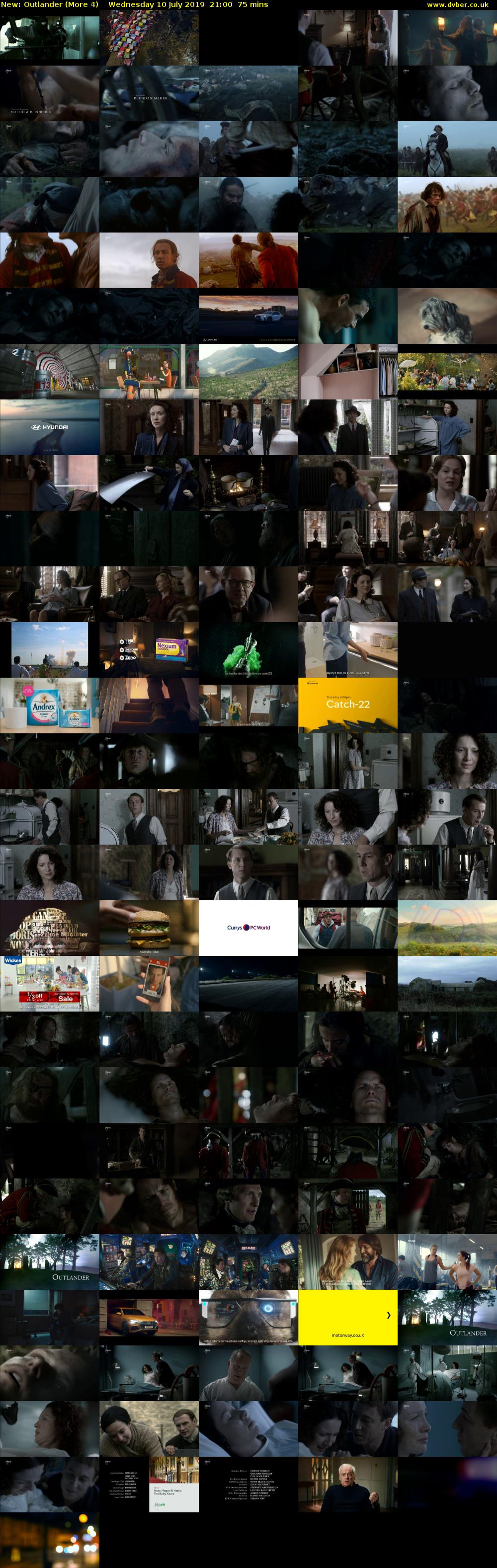 Outlander (More 4) Wednesday 10 July 2019 21:00 - 22:15