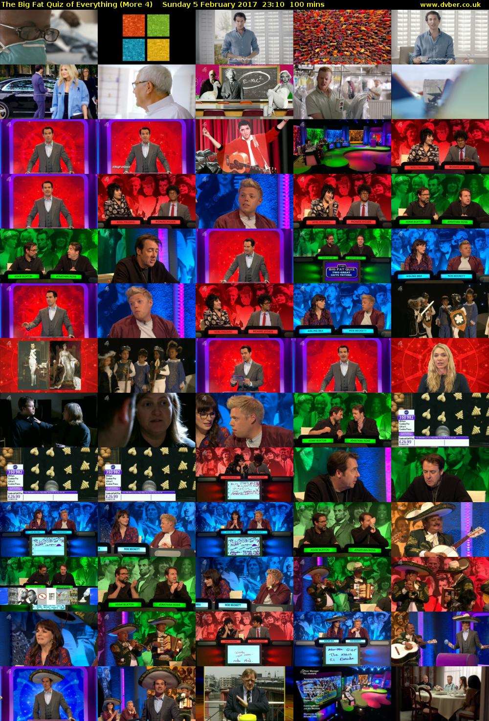 The Big Fat Quiz of Everything (More 4) Sunday 5 February 2017 23:10 - 00:50