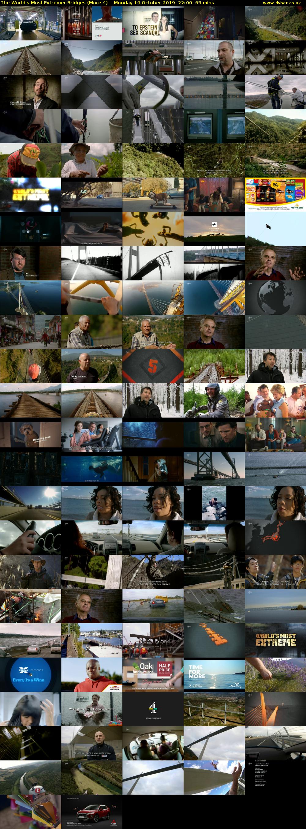 The World's Most Extreme: Bridges (More 4) Monday 14 October 2019 22:00 - 23:05