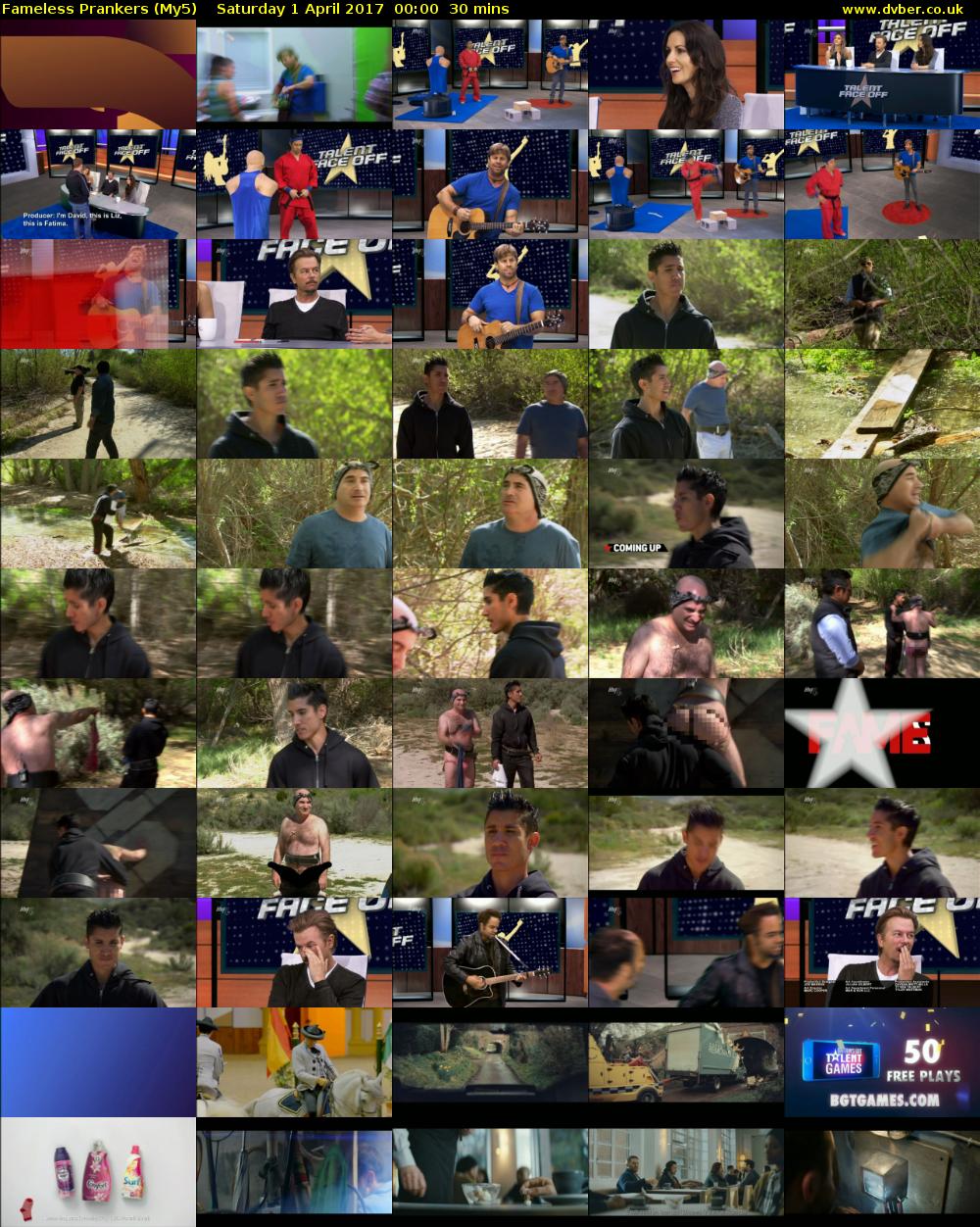 Fameless Prankers (My5) Saturday 1 April 2017 00:00 - 00:30