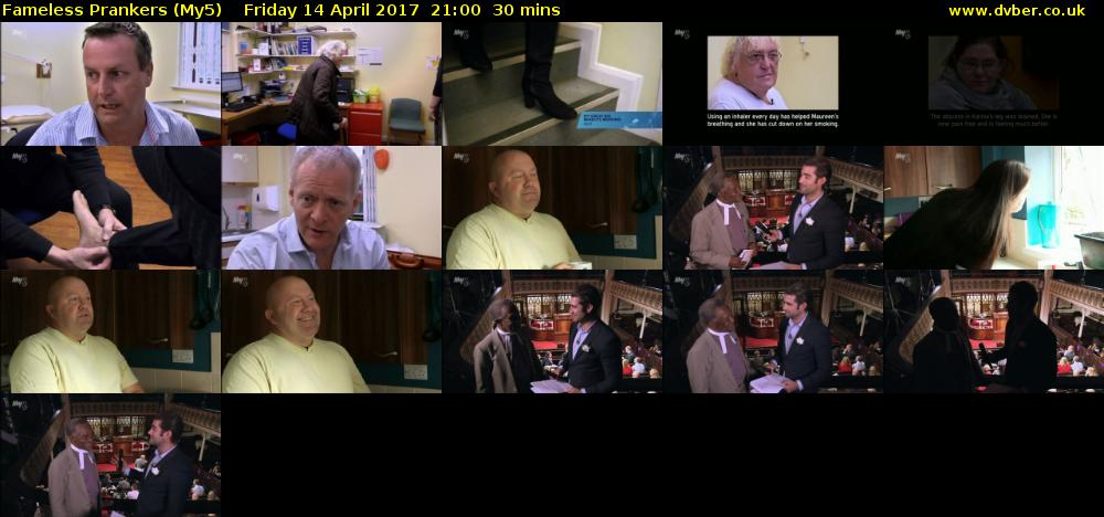 Fameless Prankers (My5) Friday 14 April 2017 21:00 - 21:30