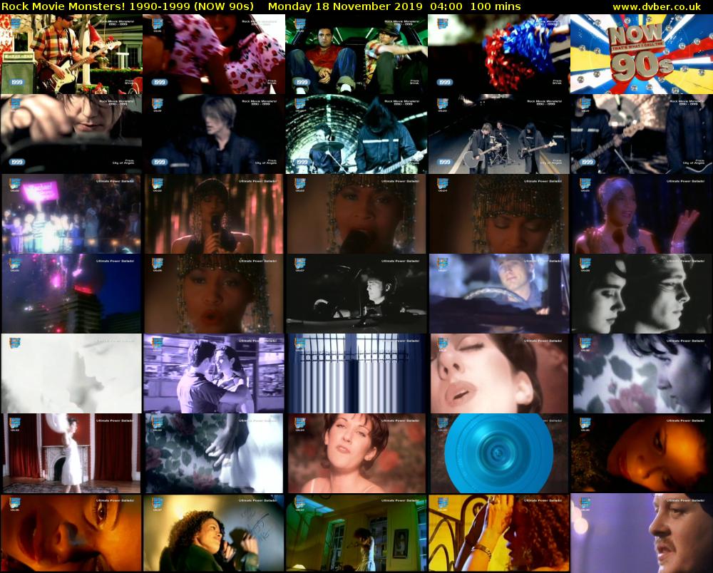 Rock Movie Monsters! 1990-1999 (NOW 90s) Monday 18 November 2019 04:00 - 05:40