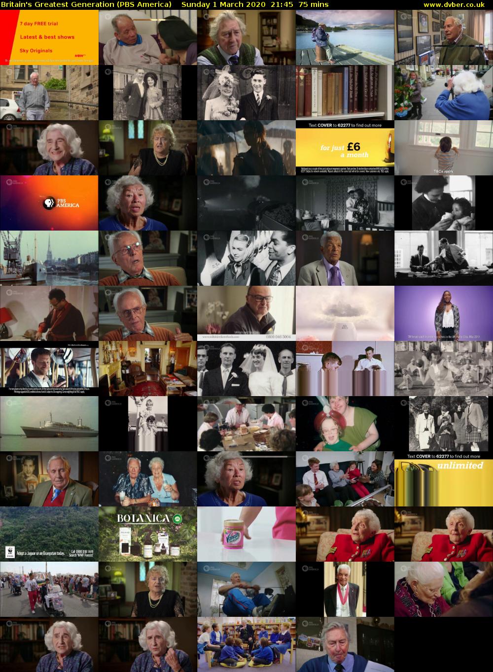 Britain's Greatest Generation (PBS America) Sunday 1 March 2020 21:45 - 23:00