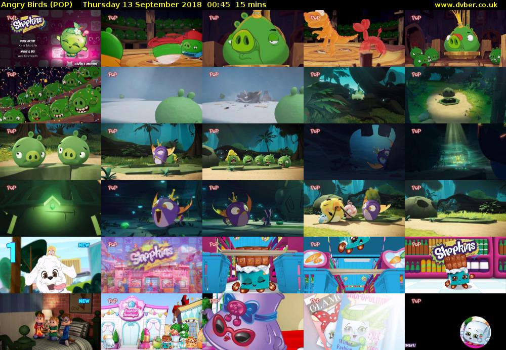Angry Birds (POP) Thursday 13 September 2018 00:45 - 01:00