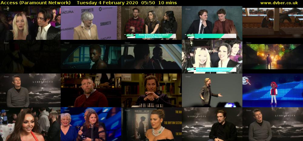 Access (Paramount Network) Tuesday 4 February 2020 05:50 - 06:00