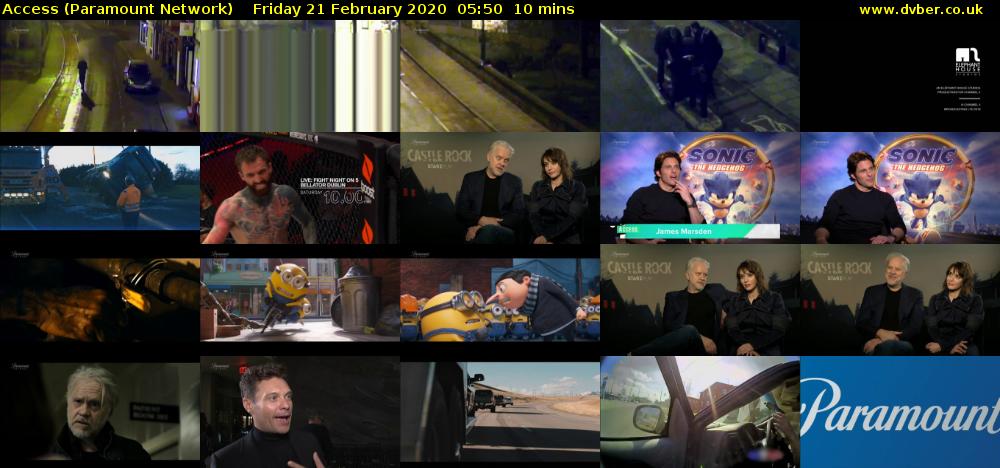 Access (Paramount Network) Friday 21 February 2020 05:50 - 06:00