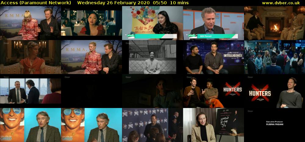 Access (Paramount Network) Wednesday 26 February 2020 05:50 - 06:00