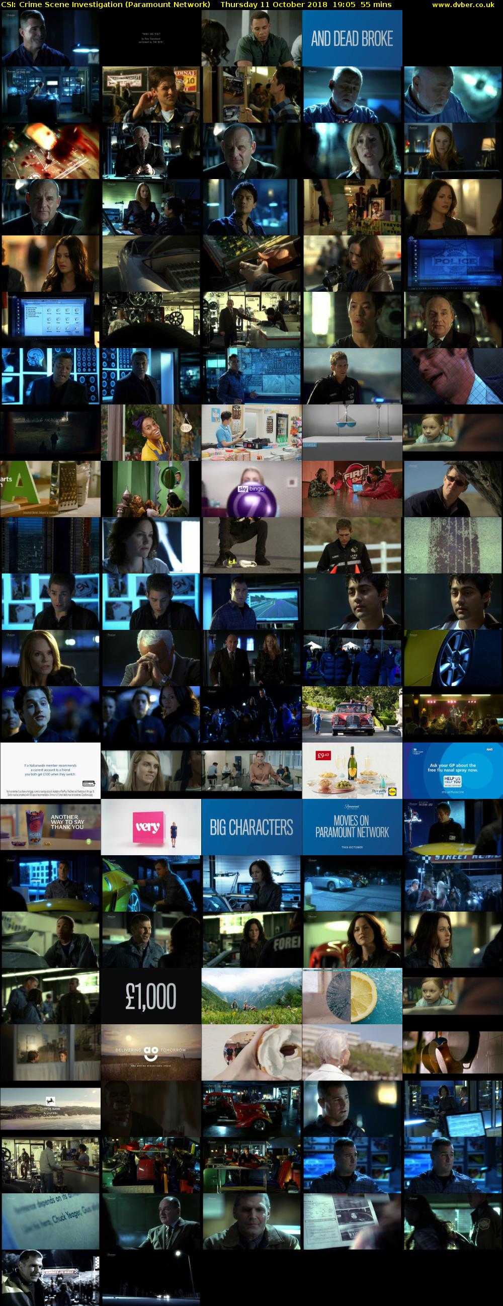 CSI: Crime Scene Investigation (Paramount Network) Thursday 11 October 2018 19:05 - 20:00