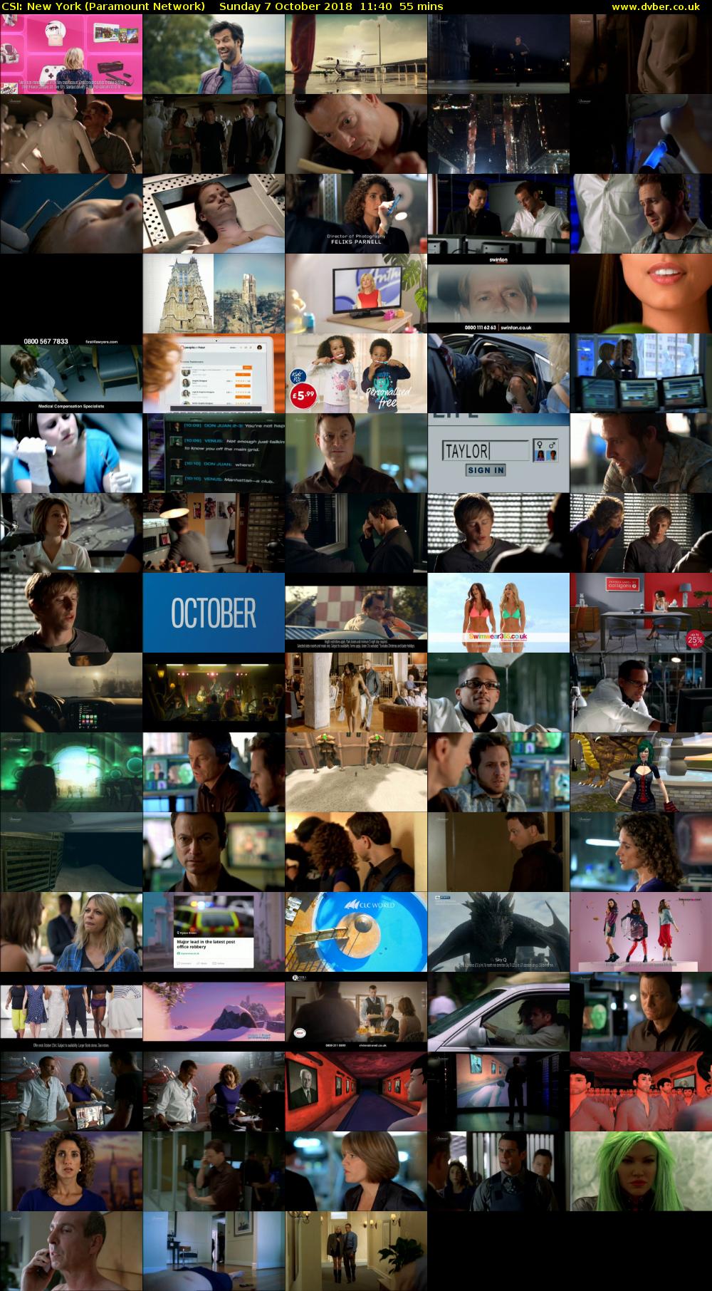 CSI: New York (Paramount Network) Sunday 7 October 2018 11:40 - 12:35
