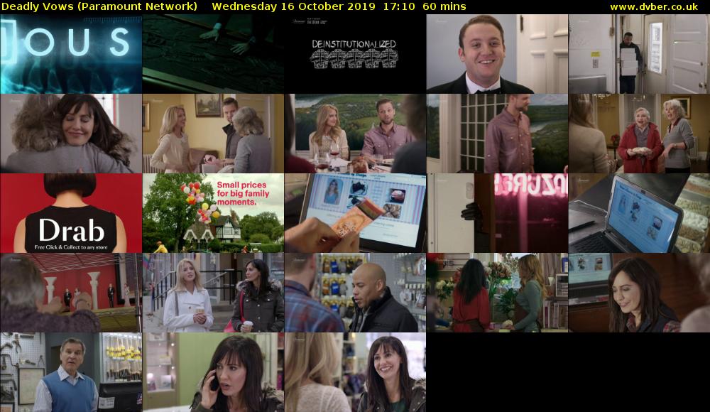 Deadly Vows (Paramount Network) Wednesday 16 October 2019 17:10 - 18:10