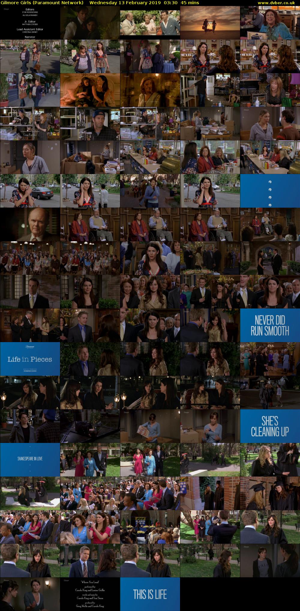 Gilmore Girls (Paramount Network) Wednesday 13 February 2019 03:30 - 04:15