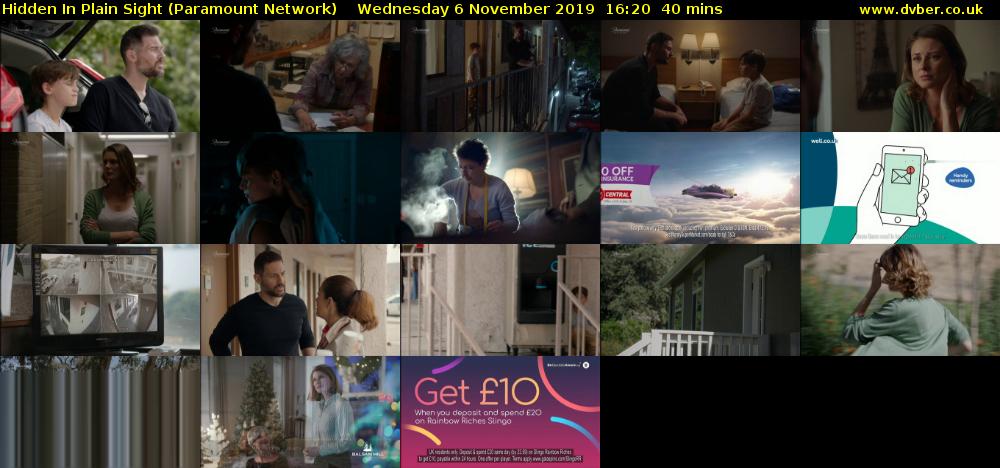 Hidden In Plain Sight (Paramount Network) Wednesday 6 November 2019 16:20 - 17:00