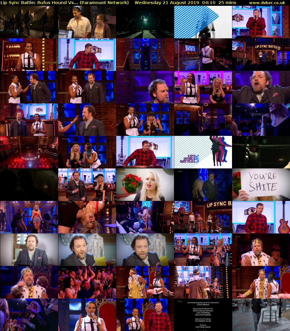 Lip Sync Battle: Rufus Hound Vs... (Paramount Network) Wednesday 21 August 2019 04:10 - 04:35