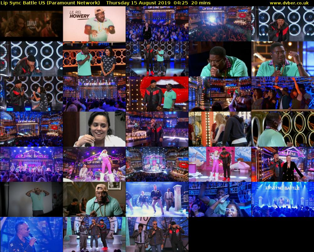 Lip Sync Battle US (Paramount Network) Thursday 15 August 2019 04:25 - 04:45
