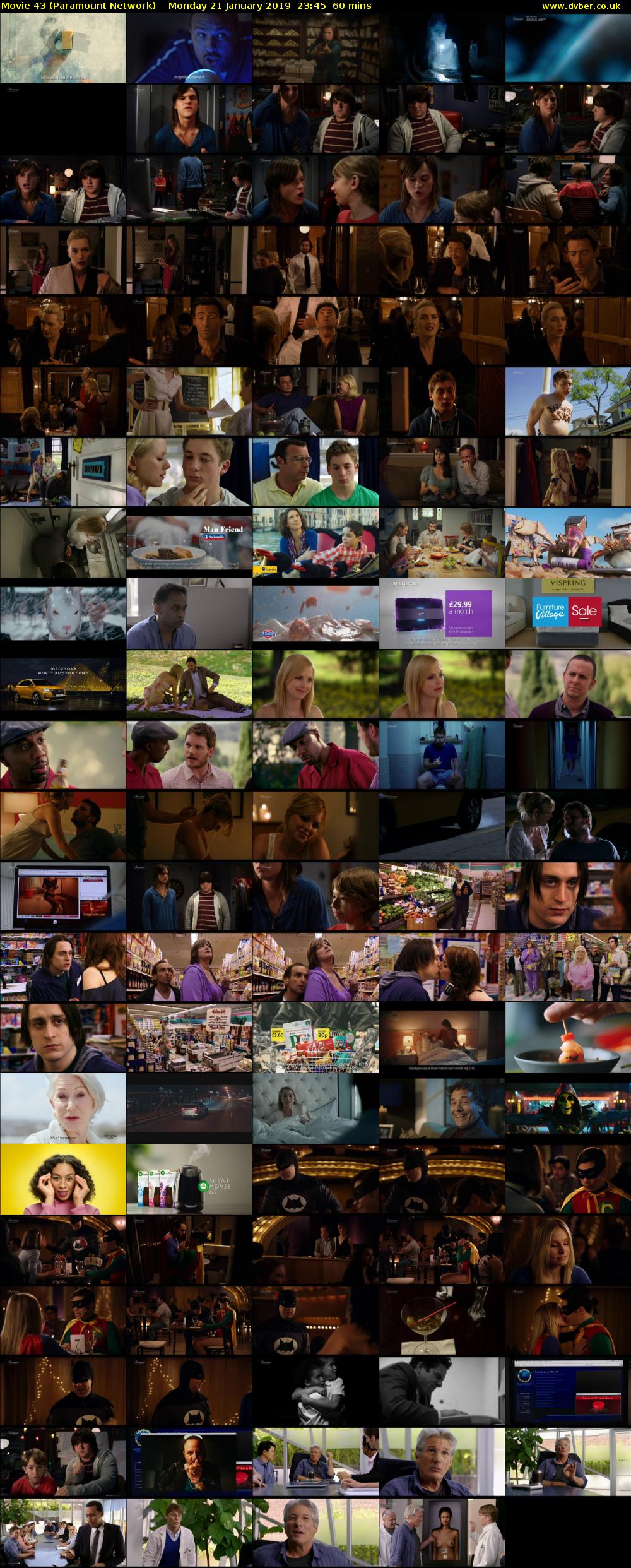 Movie 43 (Paramount Network) Monday 21 January 2019 23:45 - 00:45