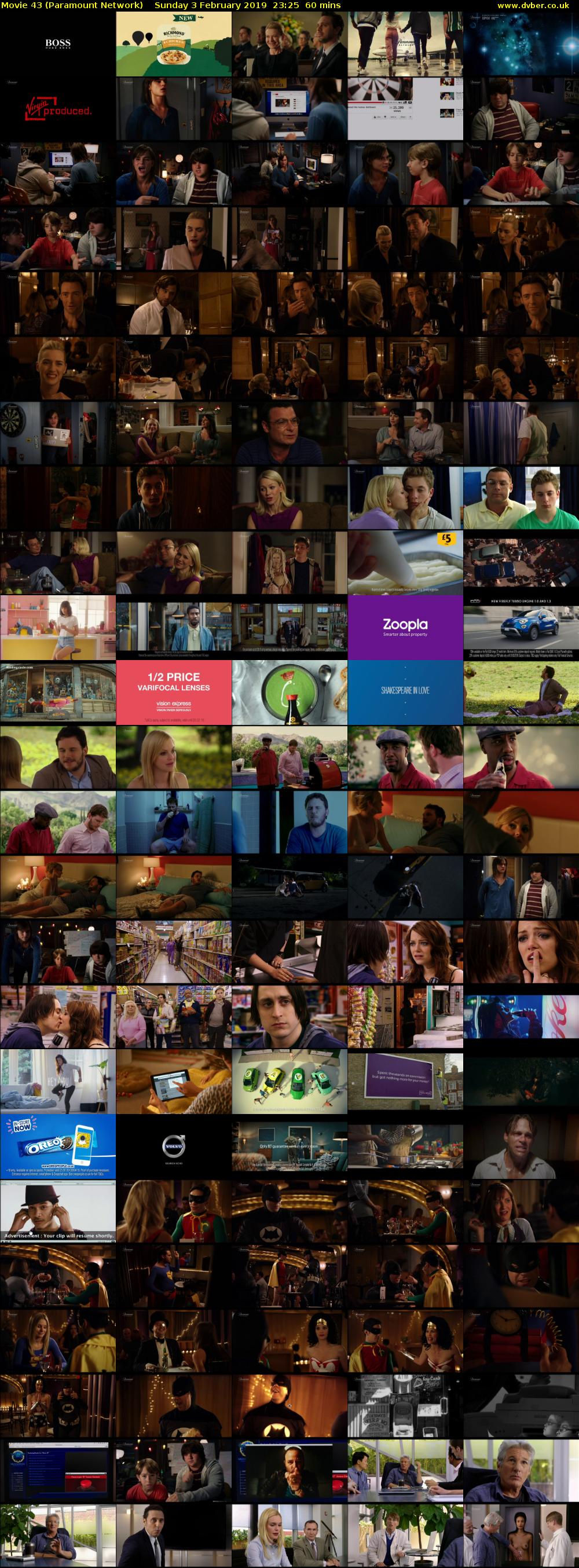 Movie 43 (Paramount Network) Sunday 3 February 2019 23:25 - 00:25