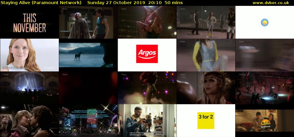 Staying Alive (Paramount Network) Sunday 27 October 2019 20:10 - 21:00