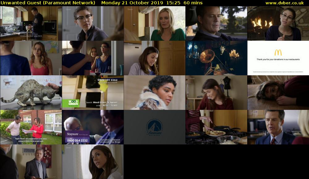 Unwanted Guest (Paramount Network) Monday 21 October 2019 15:25 - 16:25