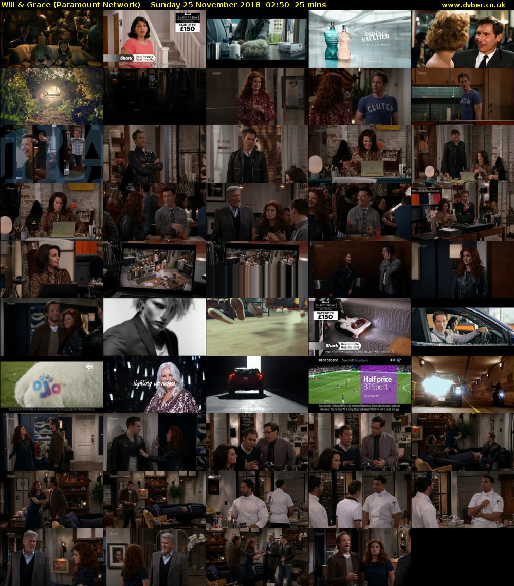 Will & Grace (Paramount Network) Sunday 25 November 2018 02:50 - 03:15