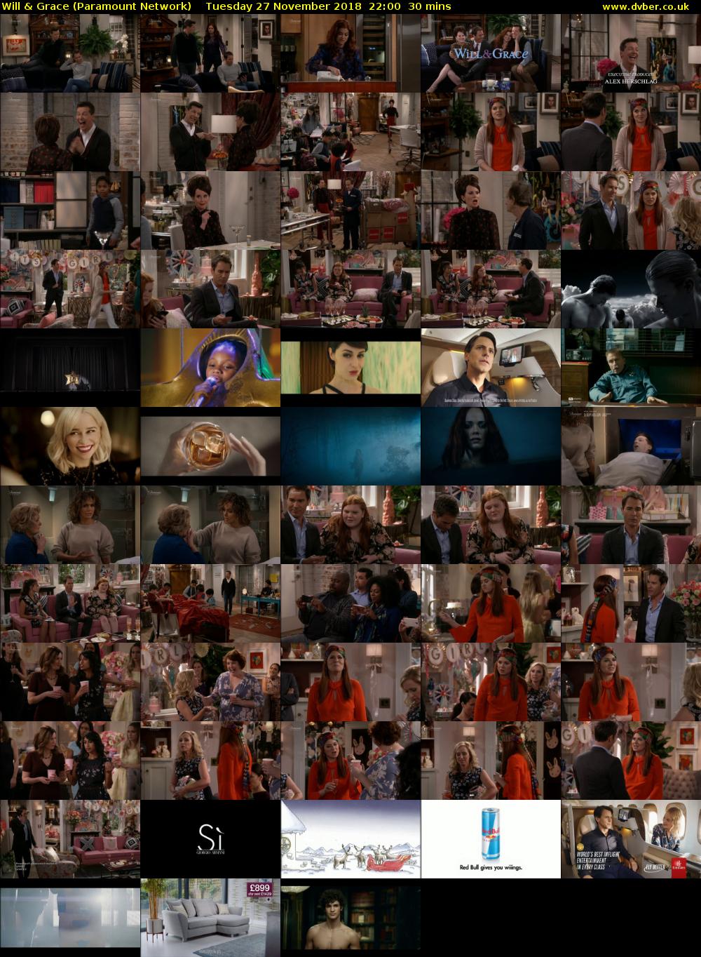 Will & Grace (Paramount Network) Tuesday 27 November 2018 22:00 - 22:30