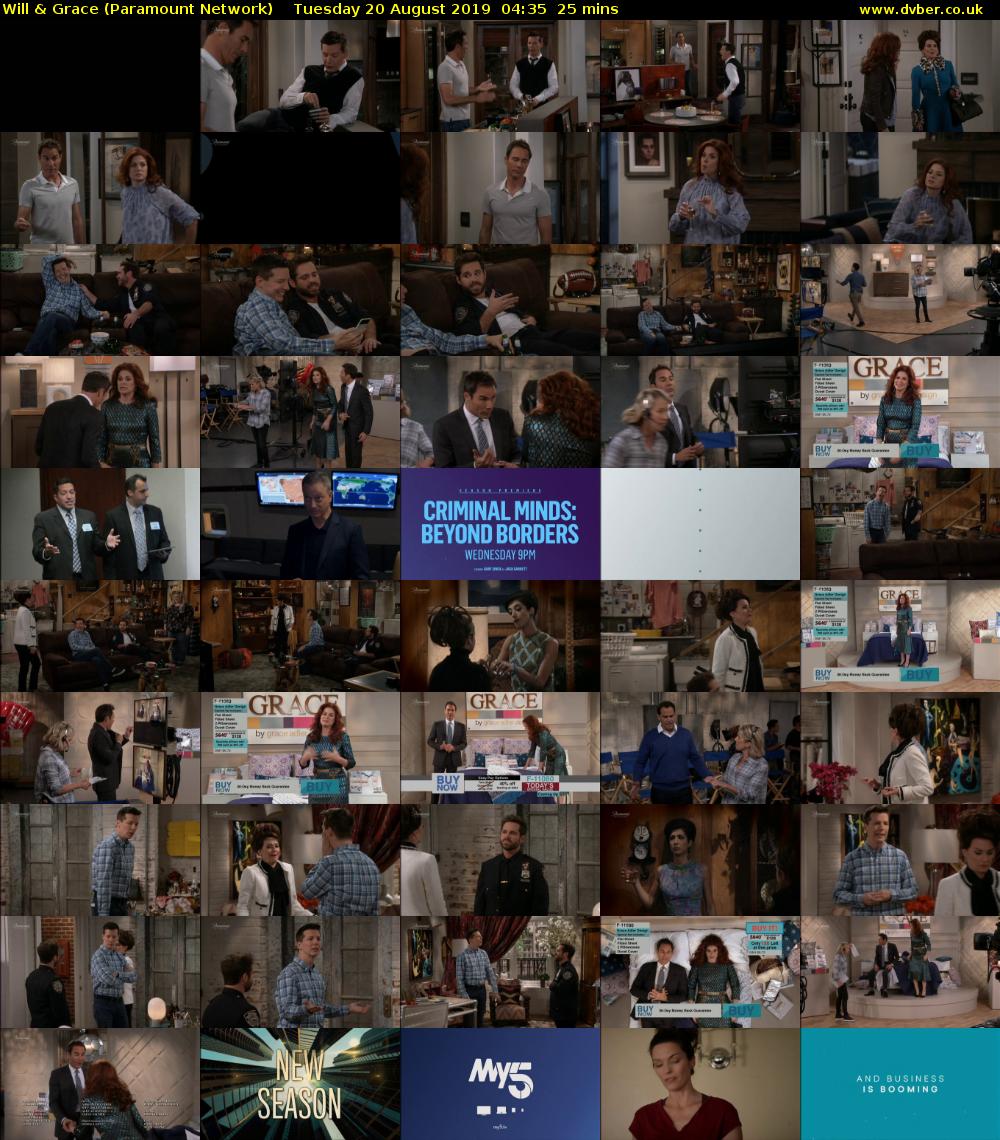 Will & Grace (Paramount Network) Tuesday 20 August 2019 04:35 - 05:00