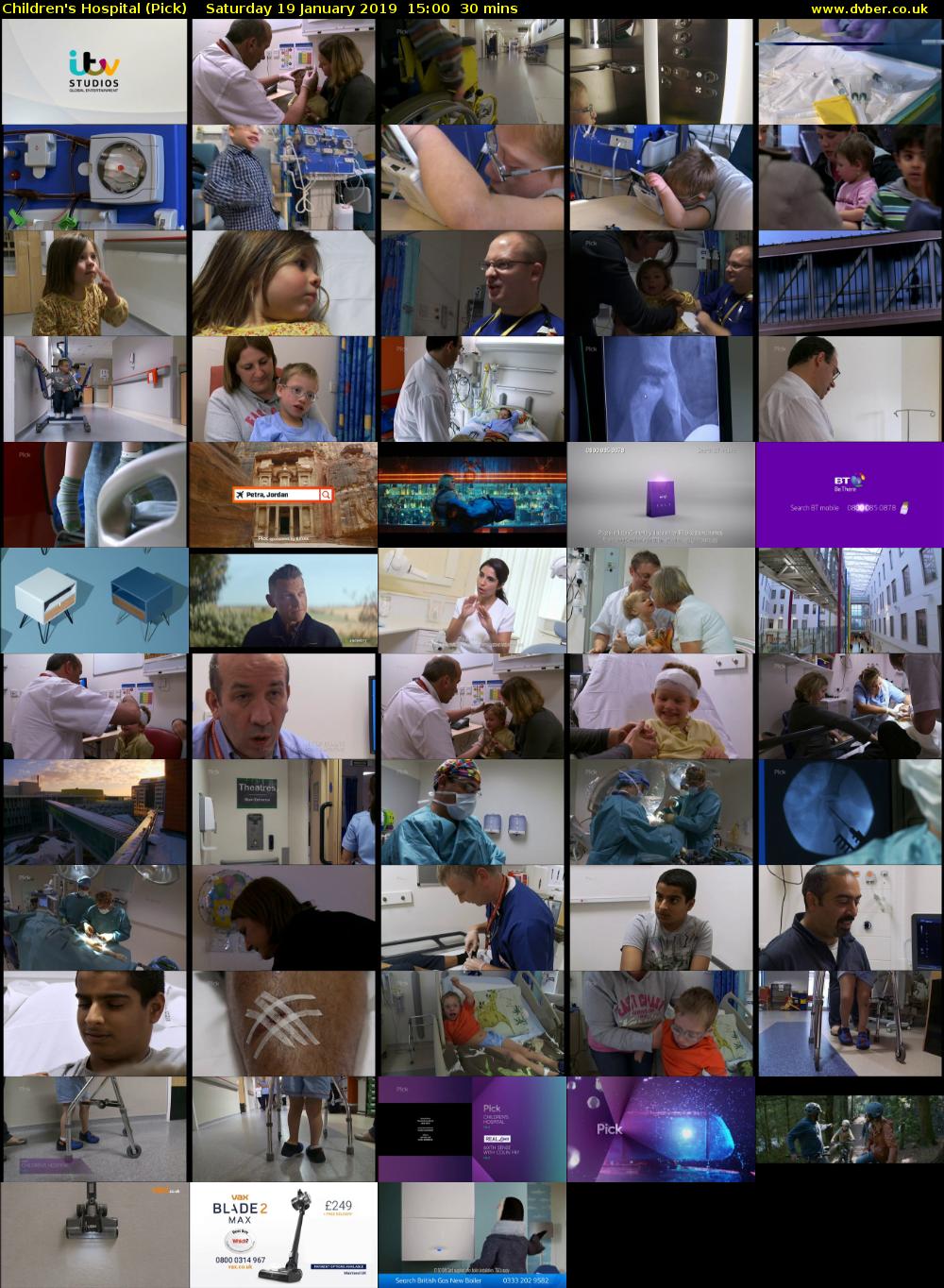 Children's Hospital (Pick) Saturday 19 January 2019 15:00 - 15:30