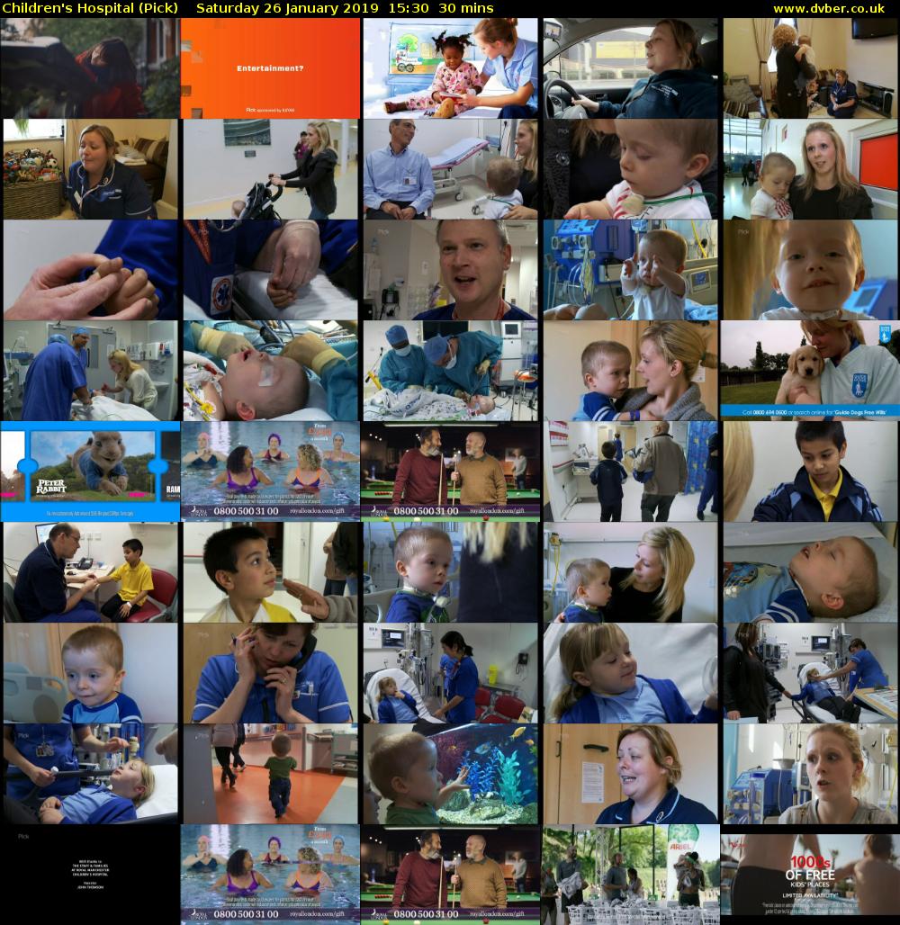 Children's Hospital (Pick) Saturday 26 January 2019 15:30 - 16:00