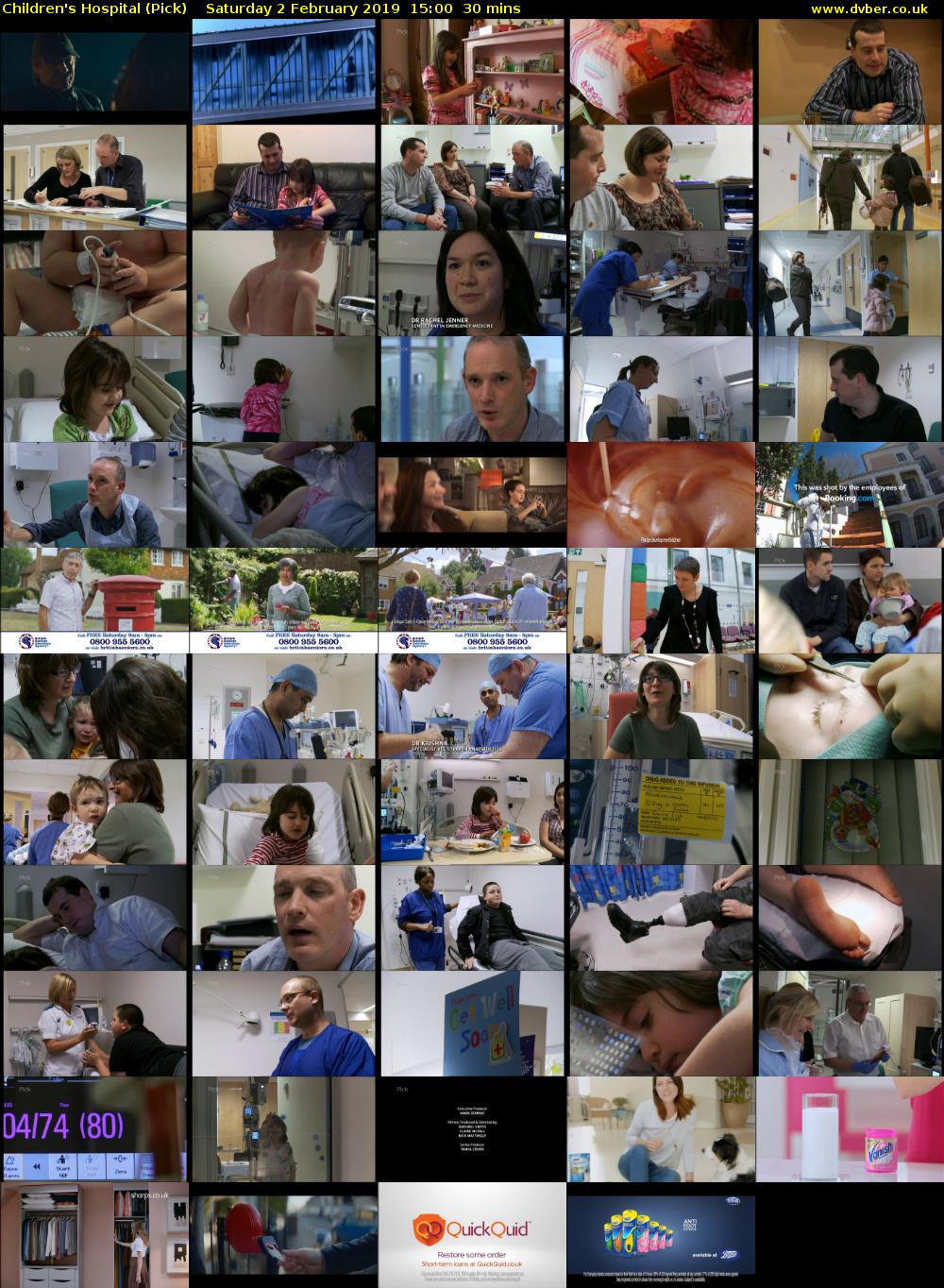 Children's Hospital (Pick) Saturday 2 February 2019 15:00 - 15:30