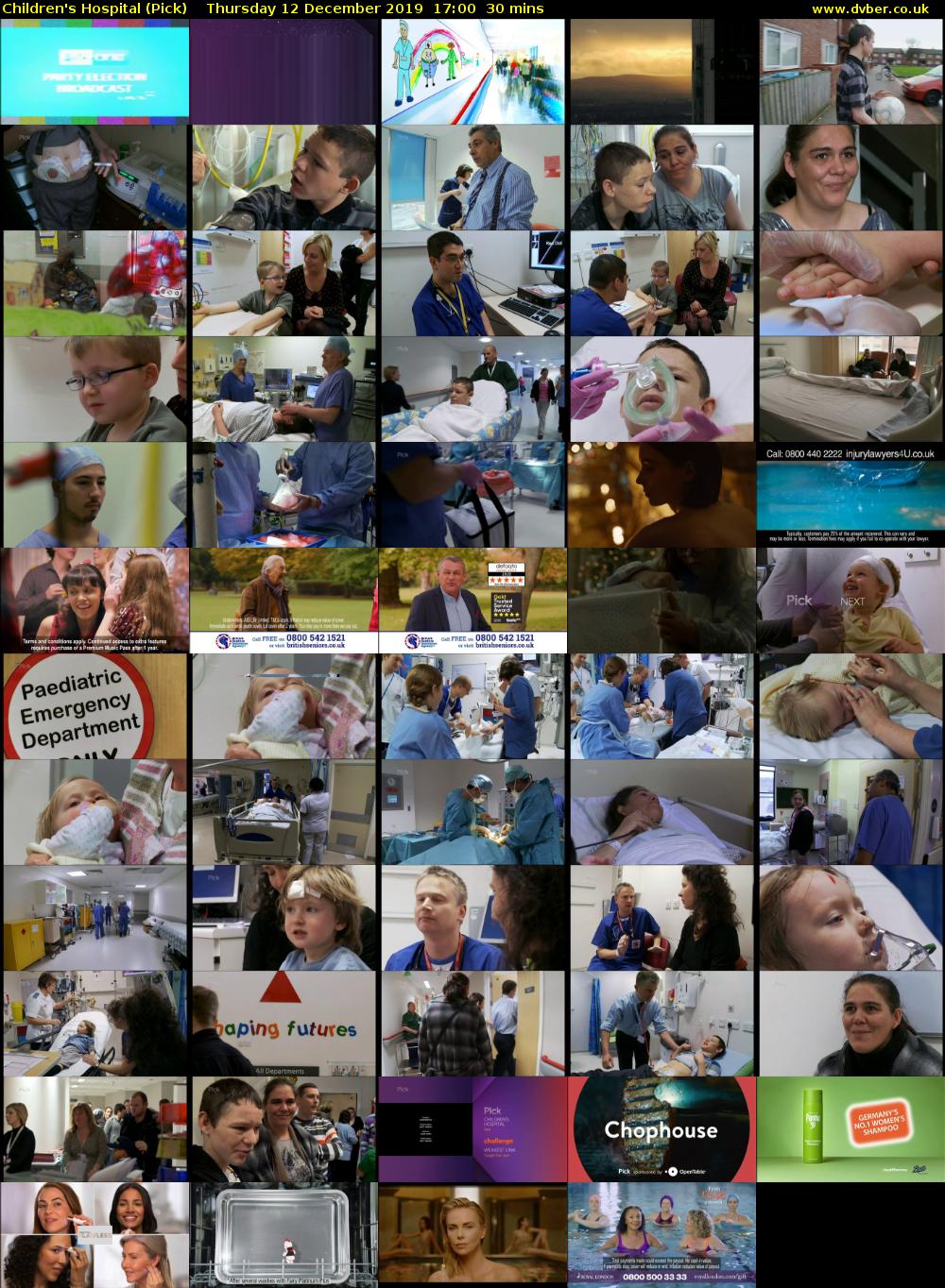 Children's Hospital (Pick) Thursday 12 December 2019 17:00 - 17:30