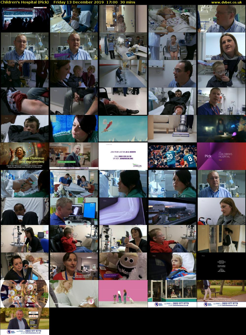 Children's Hospital (Pick) Friday 13 December 2019 17:00 - 17:30