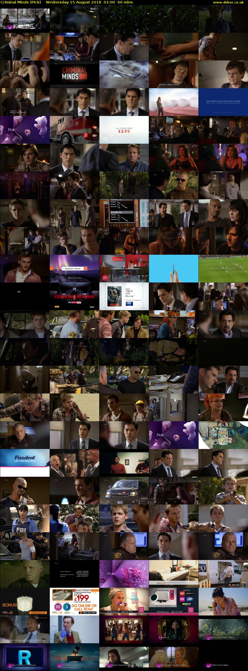 Criminal Minds (Pick) Wednesday 15 August 2018 01:00 - 02:00