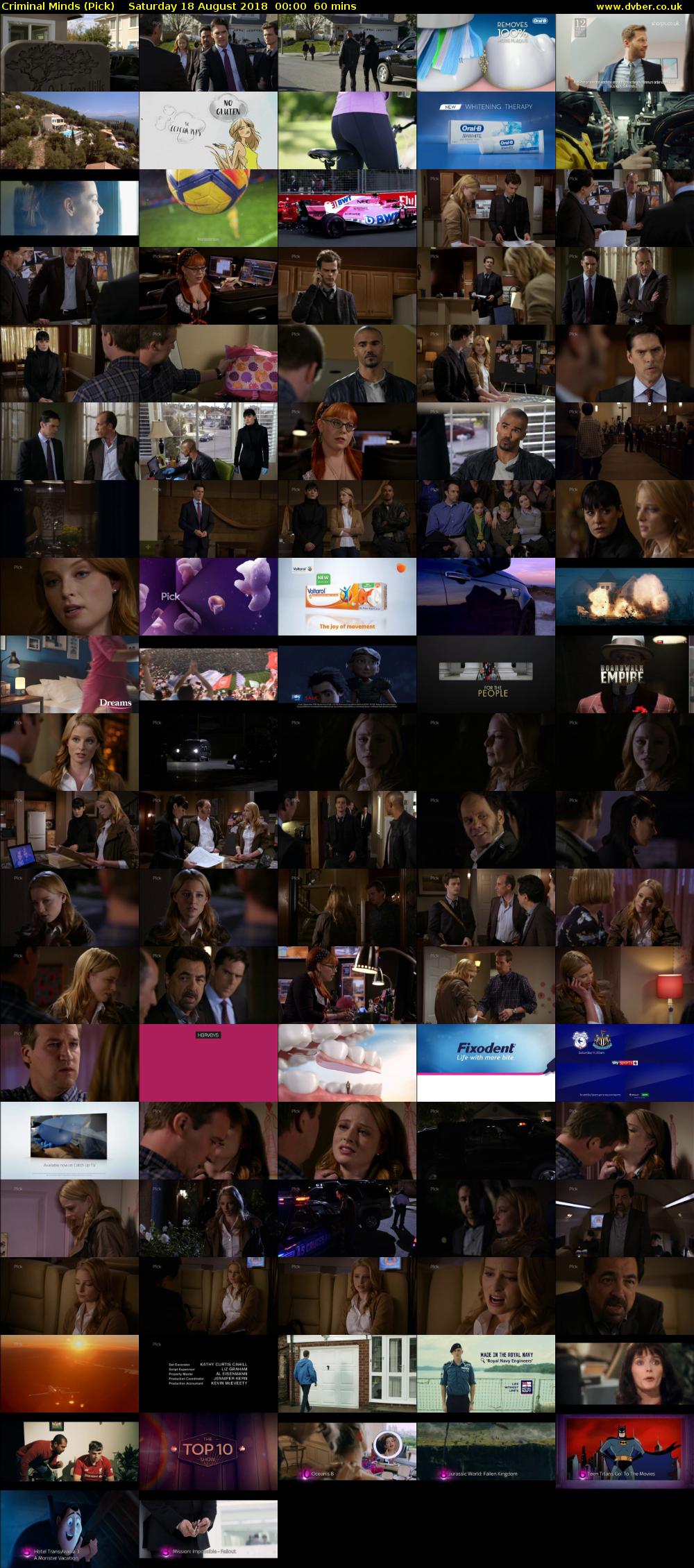 Criminal Minds (Pick) Saturday 18 August 2018 00:00 - 01:00