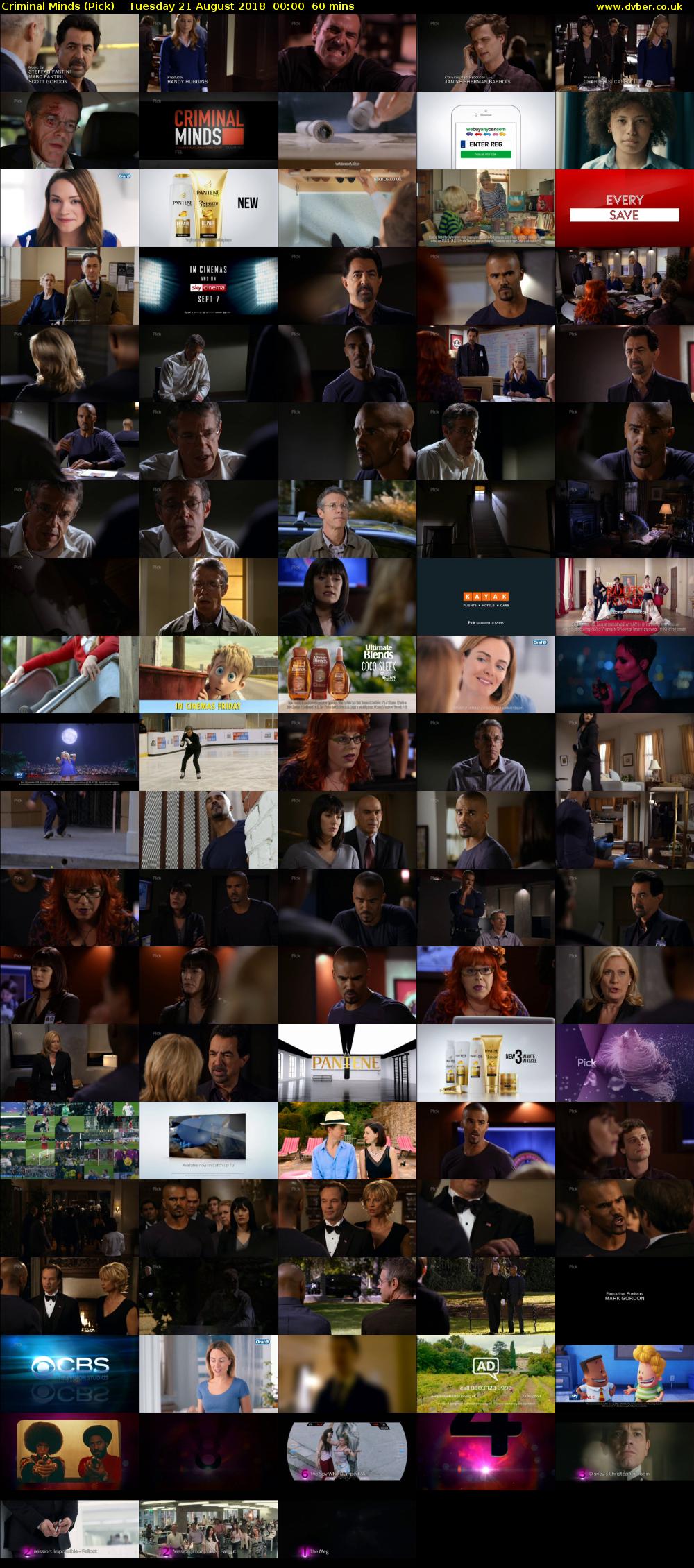 Criminal Minds (Pick) Tuesday 21 August 2018 00:00 - 01:00
