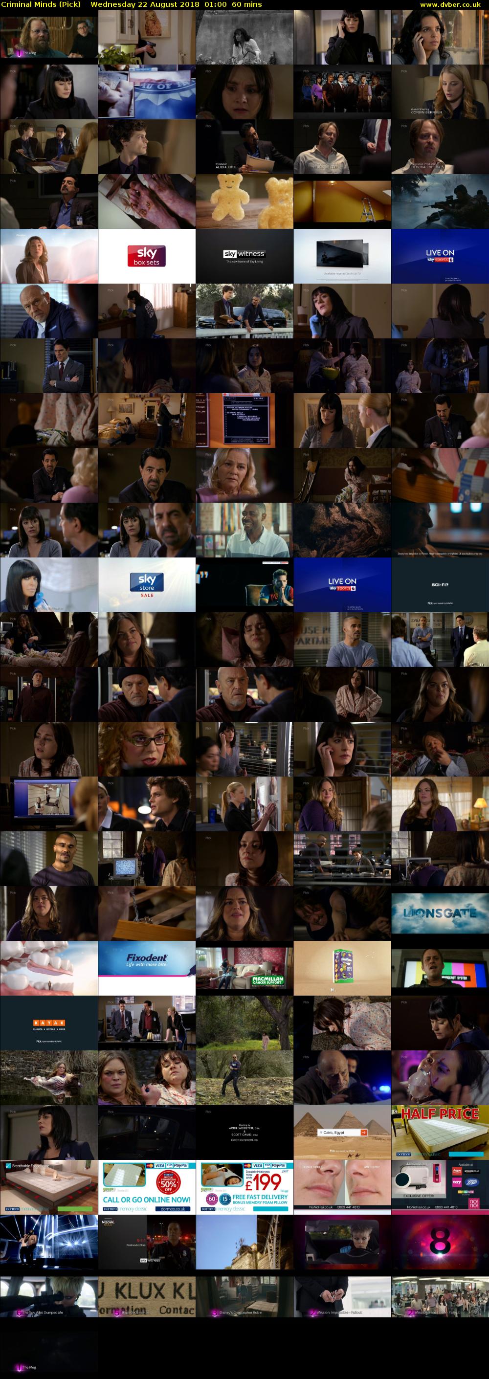 Criminal Minds (Pick) Wednesday 22 August 2018 01:00 - 02:00