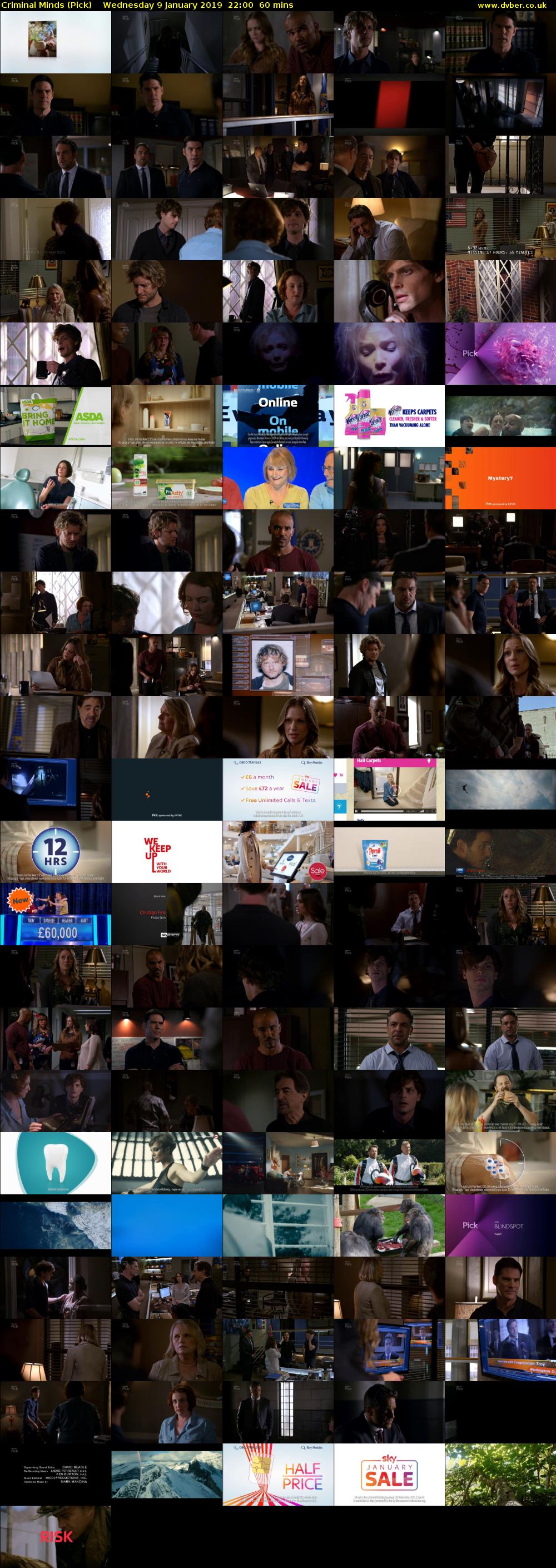 Criminal Minds (Pick) Wednesday 9 January 2019 22:00 - 23:00