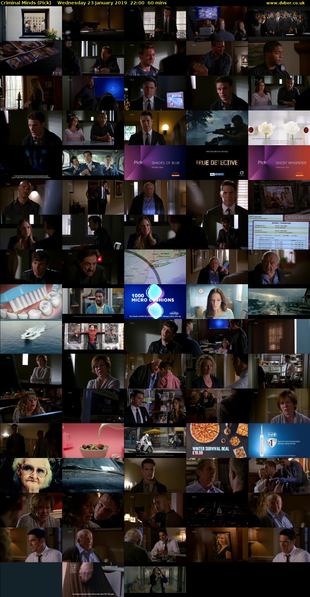 Criminal Minds (Pick) Wednesday 23 January 2019 22:00 - 23:00