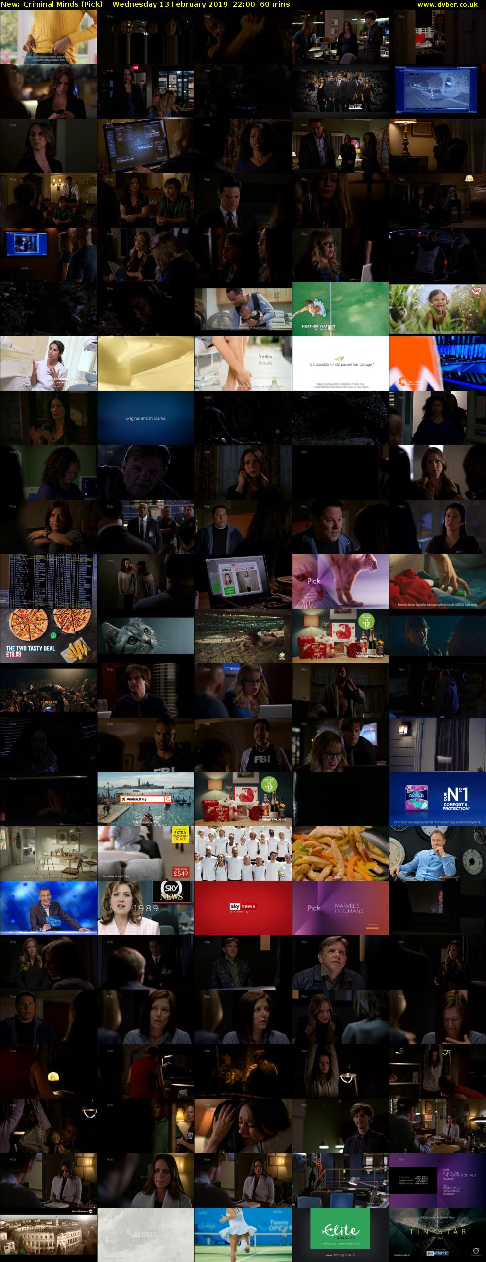 Criminal Minds (Pick) Wednesday 13 February 2019 22:00 - 23:00