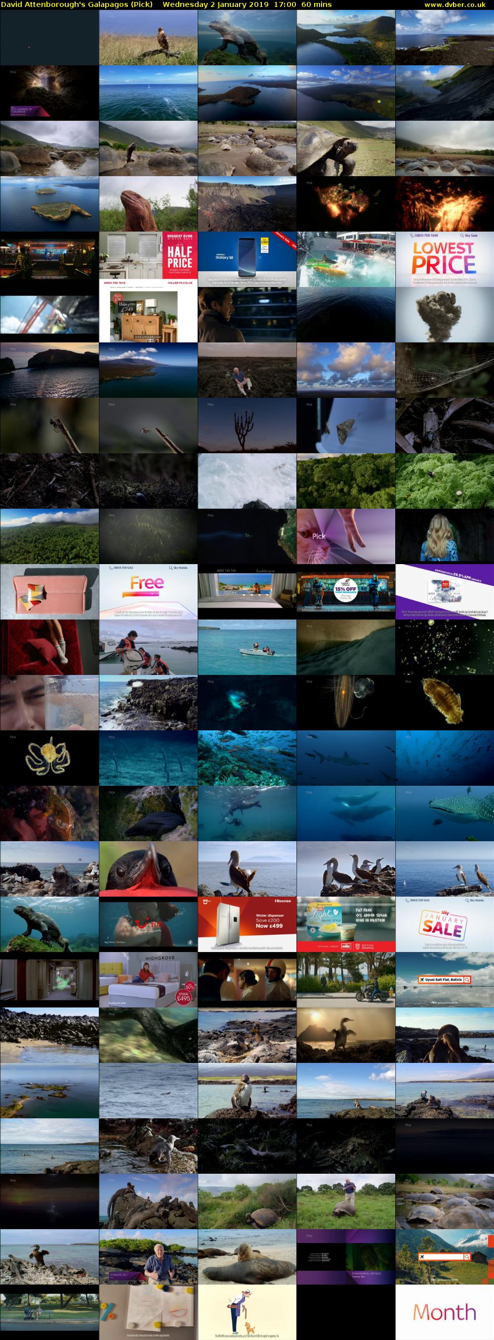 David Attenborough's Galapagos (Pick) Wednesday 2 January 2019 17:00 - 18:00