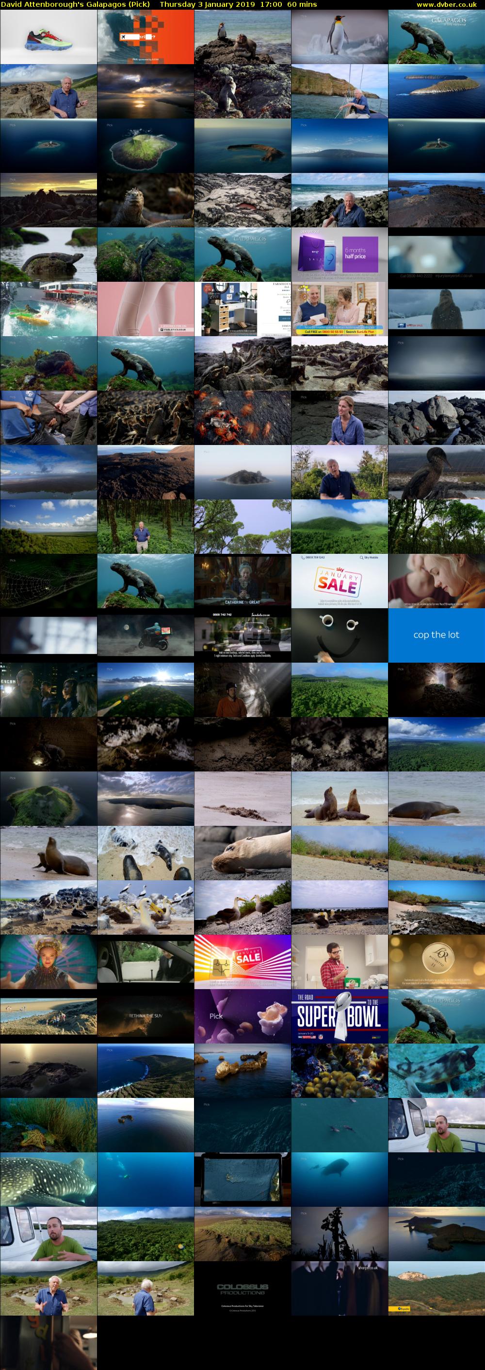 David Attenborough's Galapagos (Pick) Thursday 3 January 2019 17:00 - 18:00