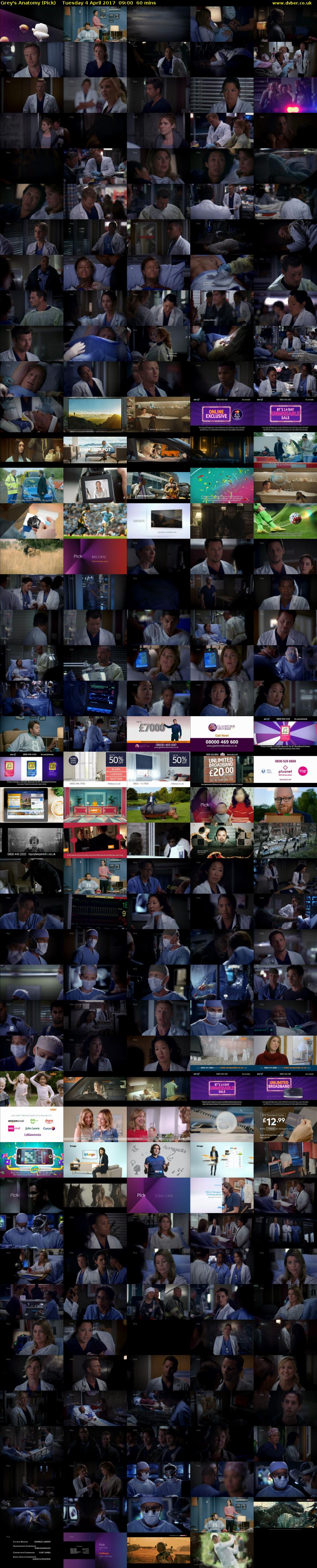 Grey's Anatomy (Pick) Tuesday 4 April 2017 09:00 - 10:00