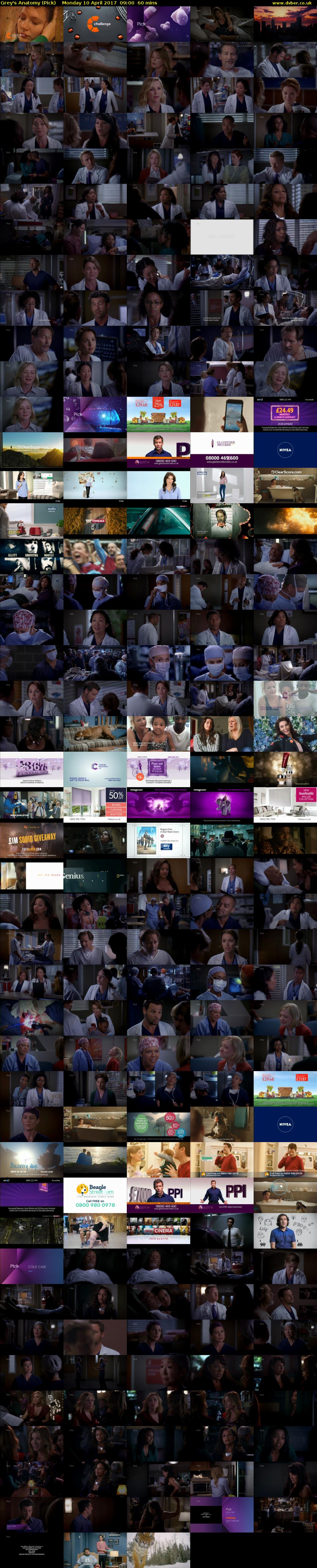 Grey's Anatomy (Pick) Monday 10 April 2017 09:00 - 10:00
