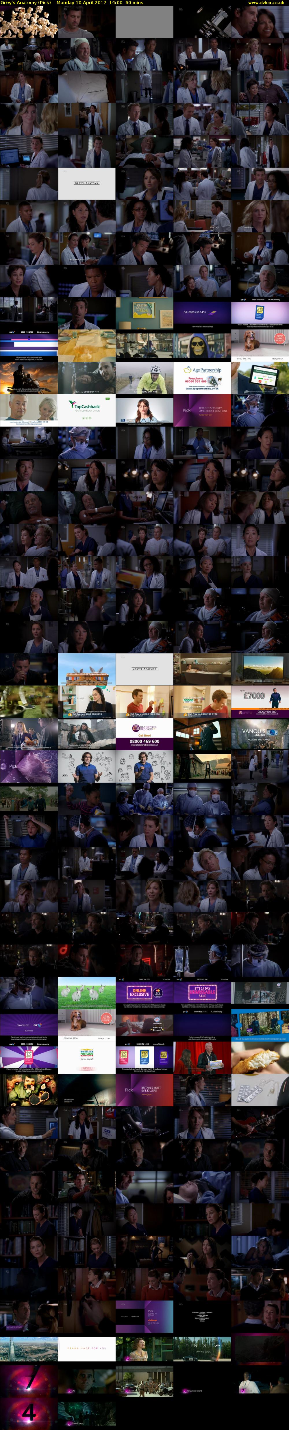 Grey's Anatomy (Pick) Monday 10 April 2017 14:00 - 15:00