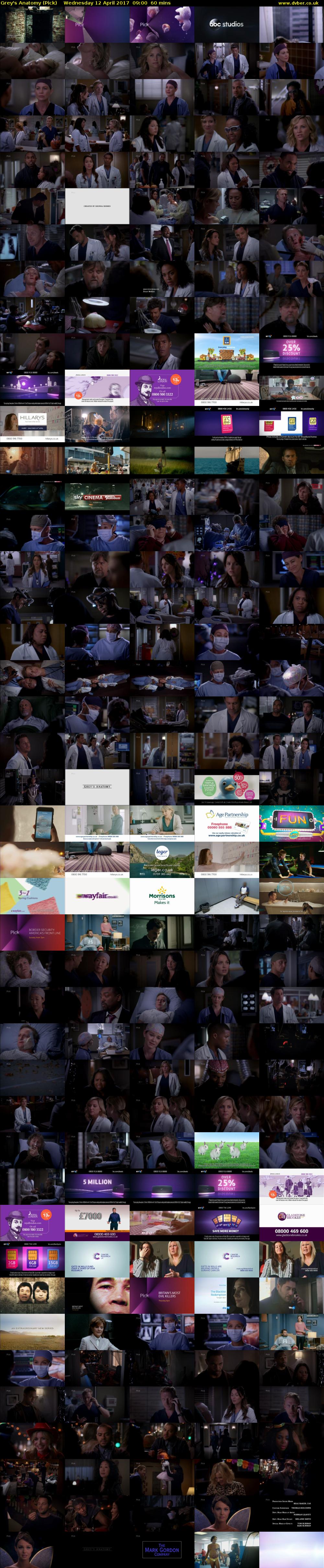 Grey's Anatomy (Pick) Wednesday 12 April 2017 09:00 - 10:00