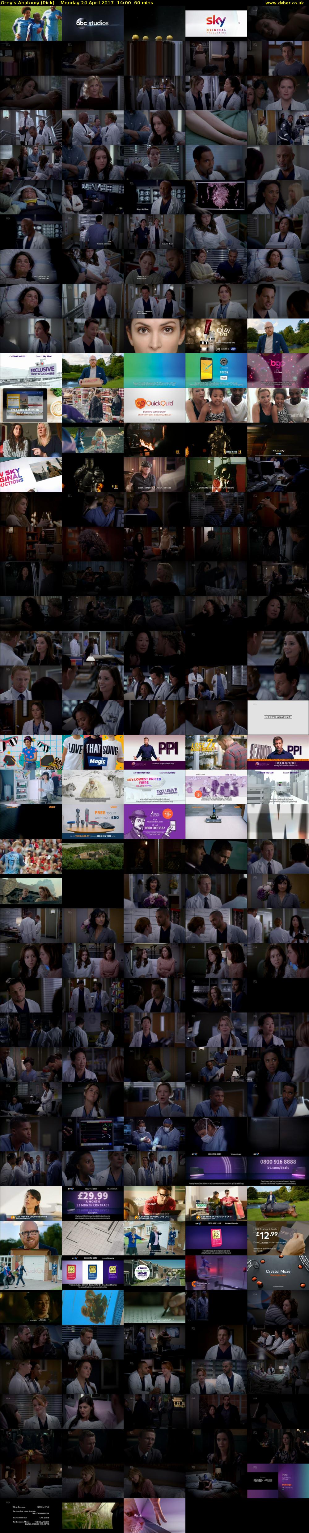 Grey's Anatomy (Pick) Monday 24 April 2017 14:00 - 15:00