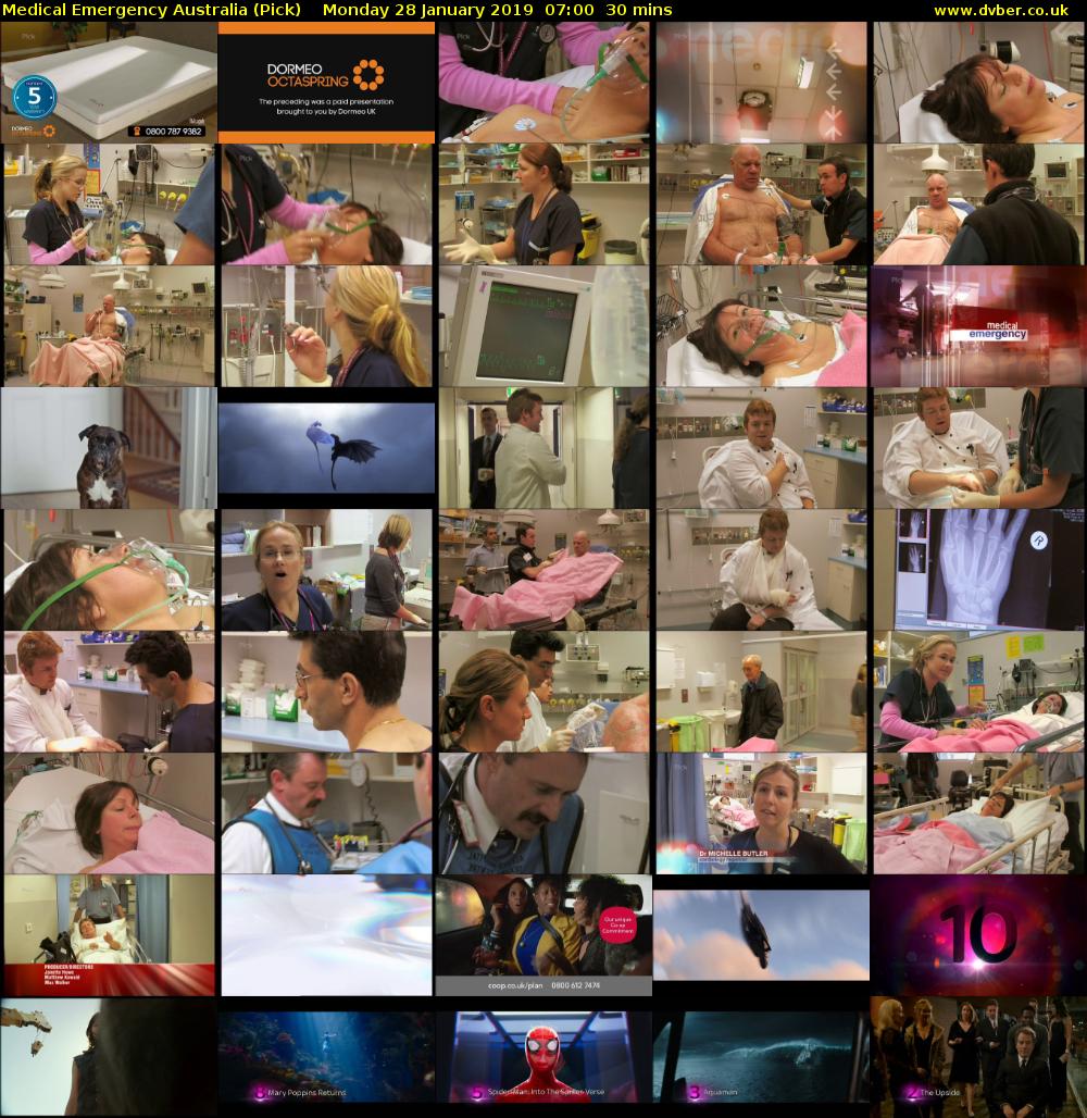 Medical Emergency Australia (Pick) Monday 28 January 2019 07:00 - 07:30