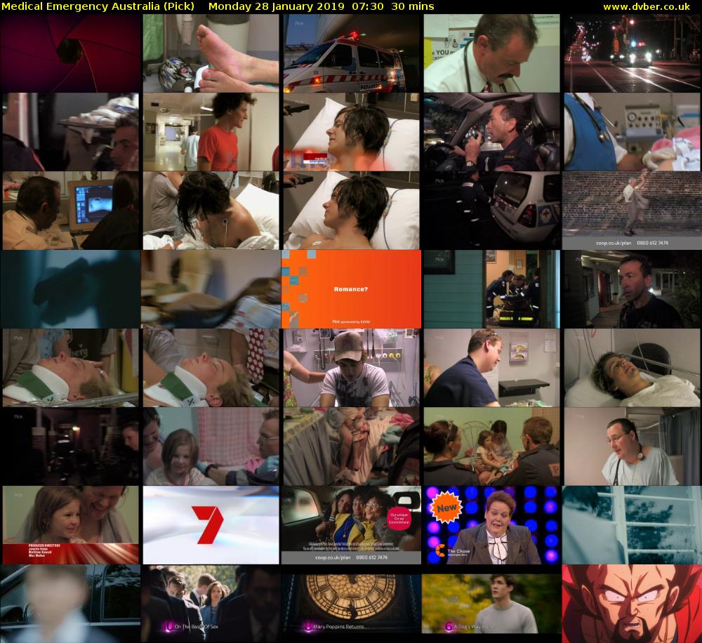 Medical Emergency Australia (Pick) Monday 28 January 2019 07:30 - 08:00