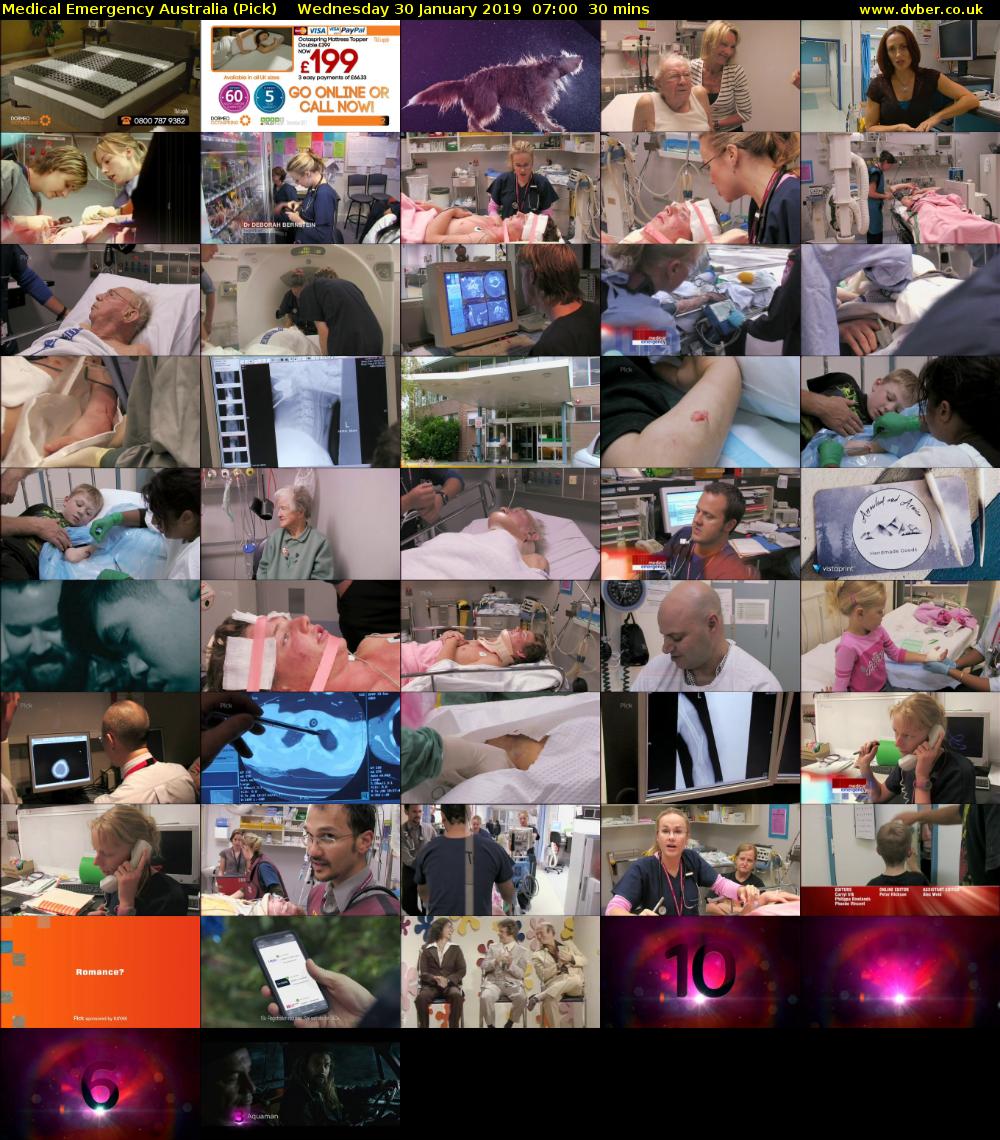 Medical Emergency Australia (Pick) Wednesday 30 January 2019 07:00 - 07:30