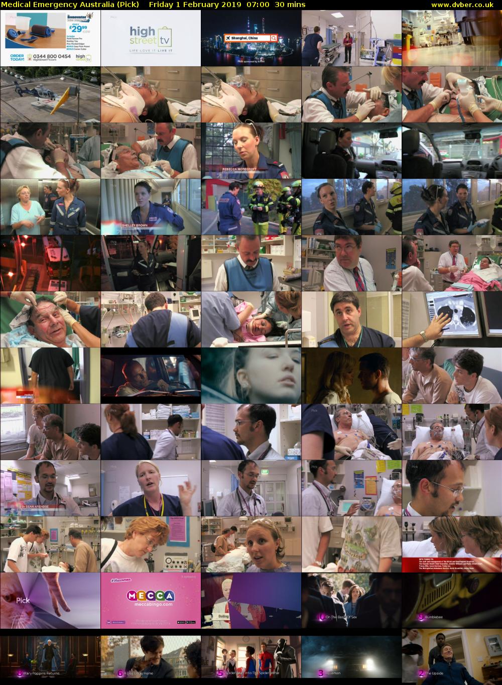 Medical Emergency Australia (Pick) Friday 1 February 2019 07:00 - 07:30